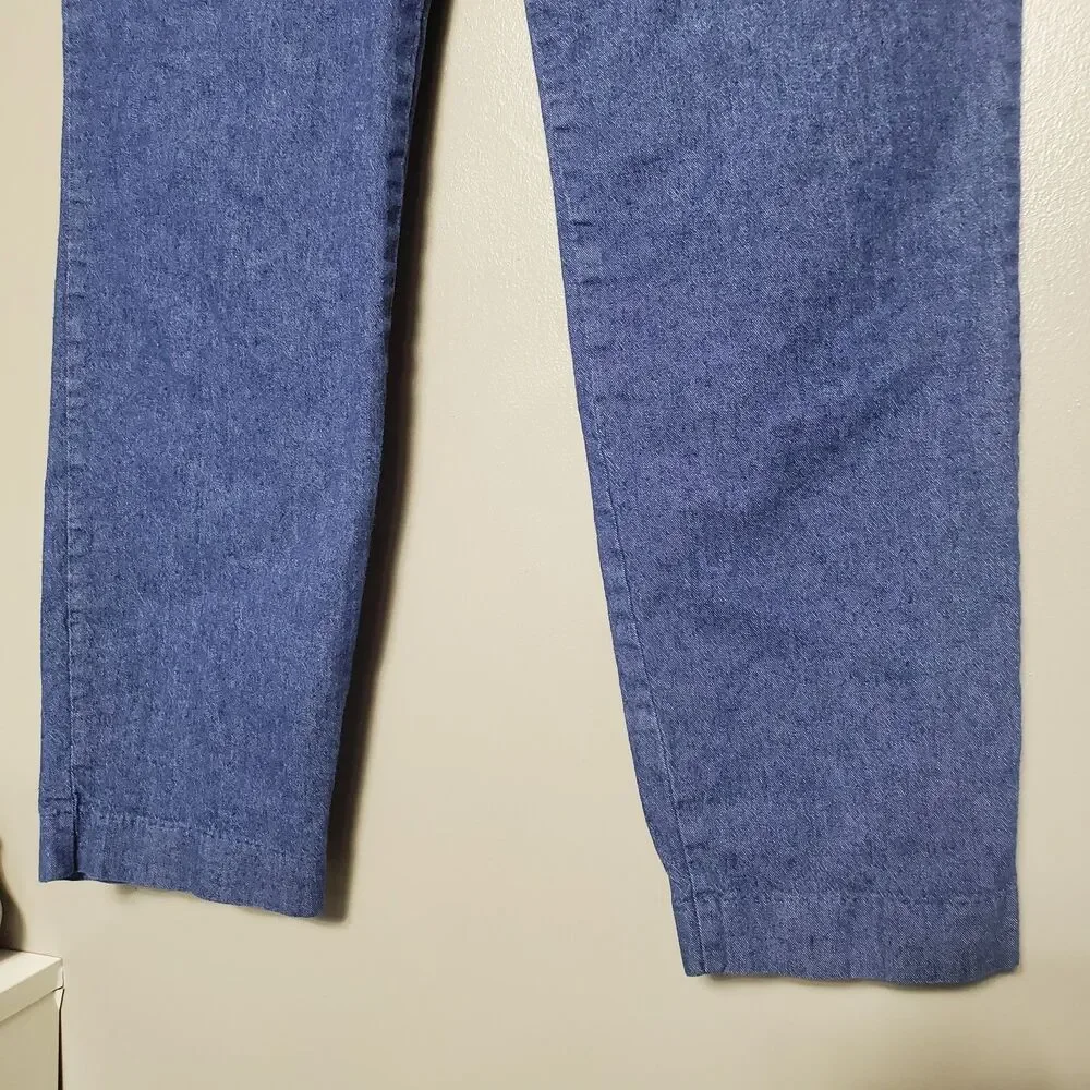 Old Navy Pixie Pants Size 10 Blue Cotton Linen Mid Rise Ankle Stretch 2017